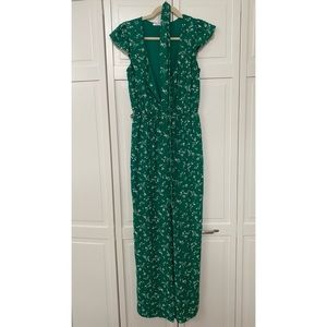 Collective Concepts Green Floral High-Waisted Jumpsuit (from Vici)